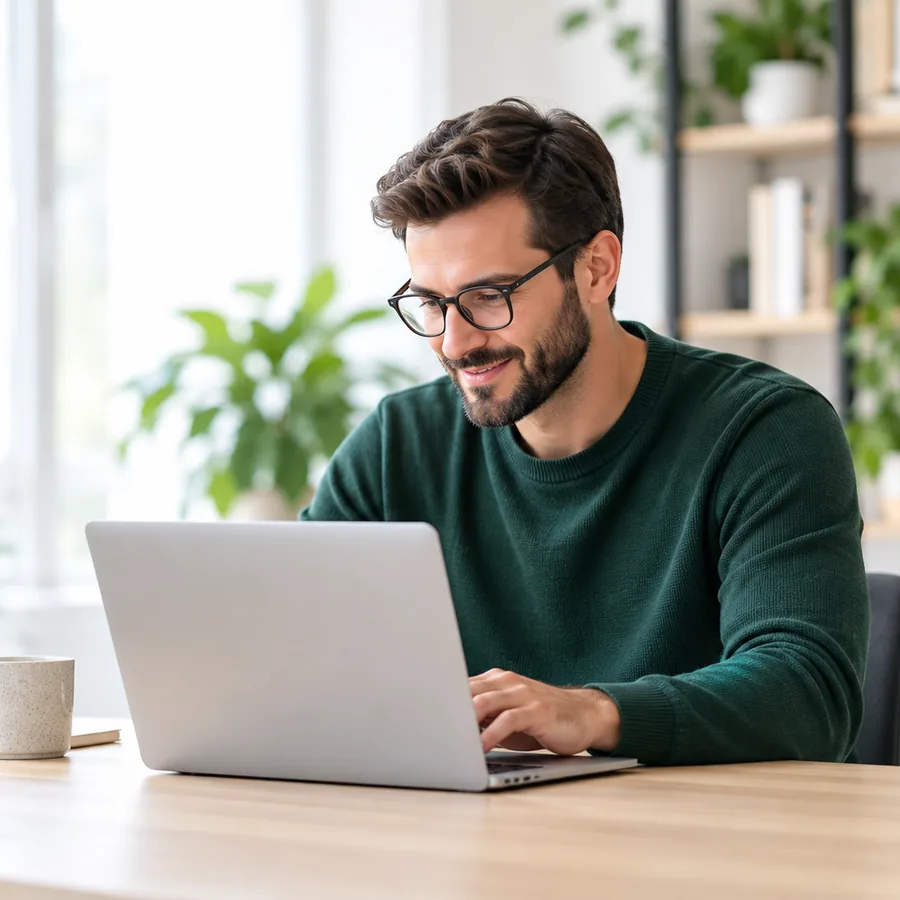Un professionnel travaille sur son ordinateur portable