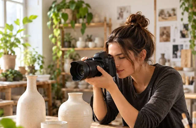 Photographe créative avec son appareil photo.