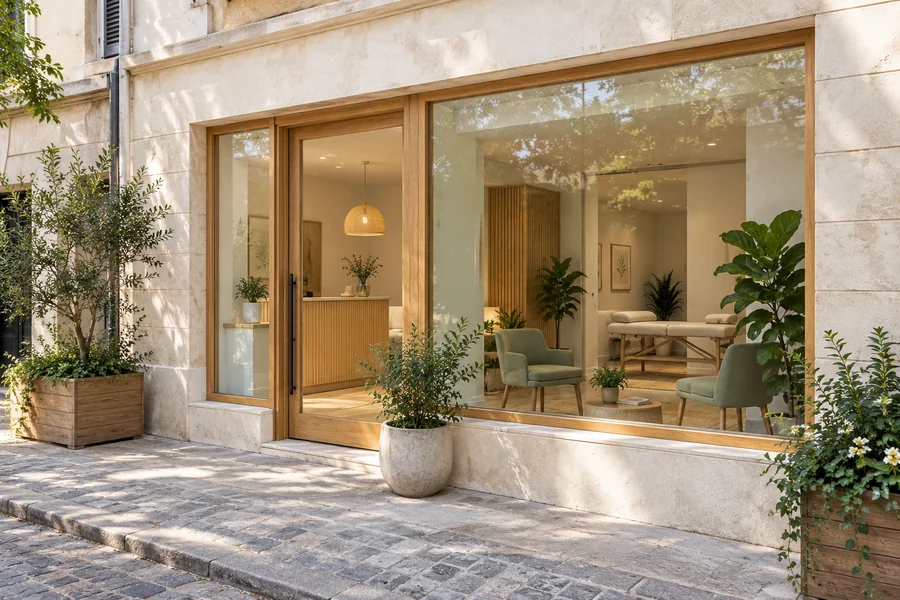 La façade et l’entrée accueillantes d’un cabinet.