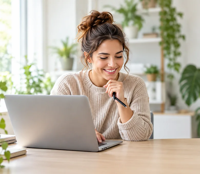 Une professionnelle prépare un questionnaire sur son ordinateur
