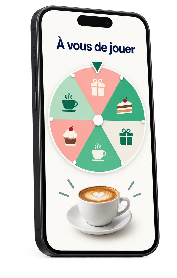 Exemple de roue cadeaux sur smartphone.