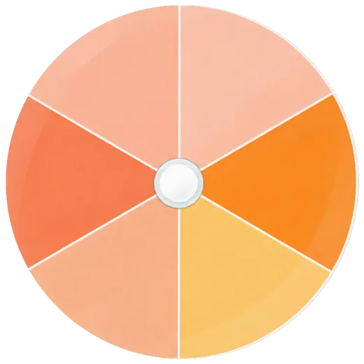 Roue cadeaux illustrative aux couleurs orange et pêche.