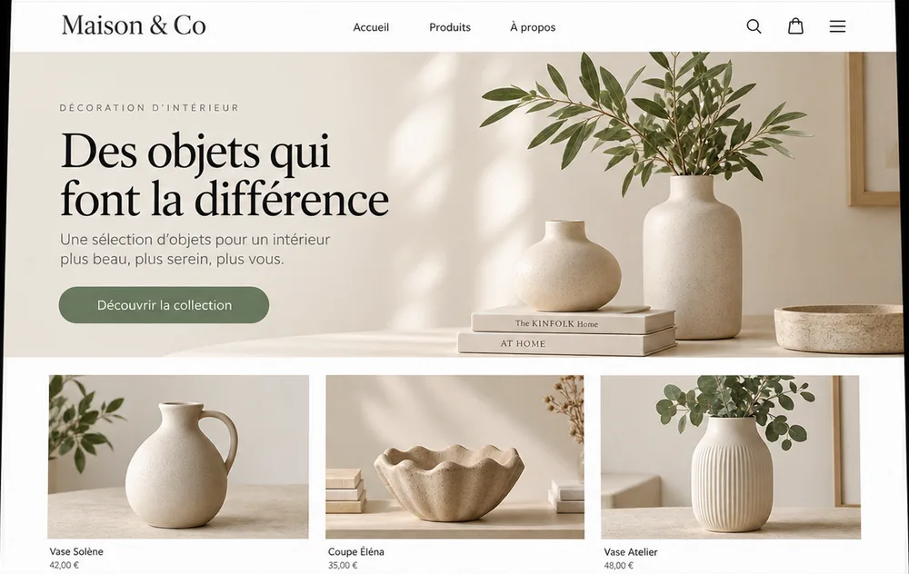 Présentation d’une boutique de décoration