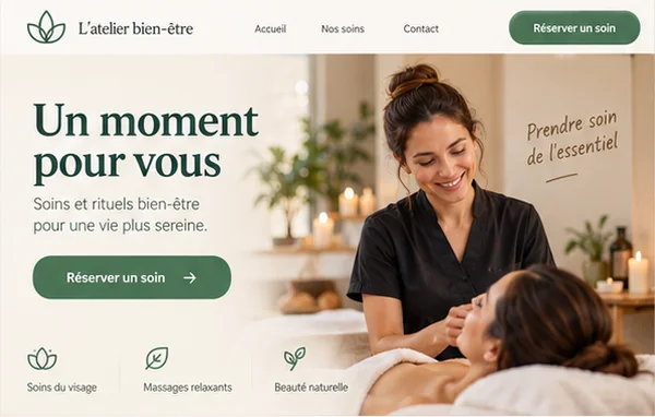 Proposition graphique d’un site de salon avec une prise de rendez-vous.