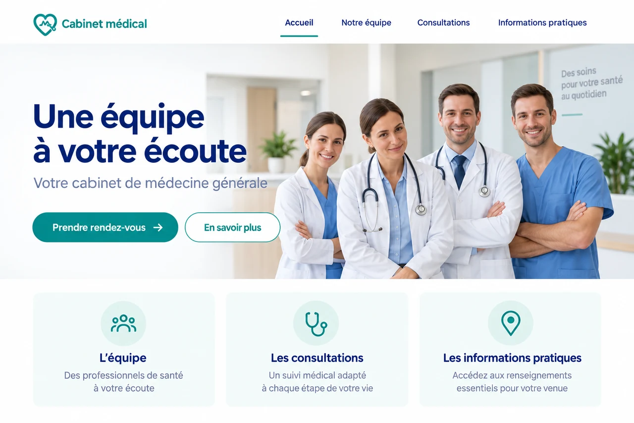 Proposition graphique d’un site de cabinet médical de groupe