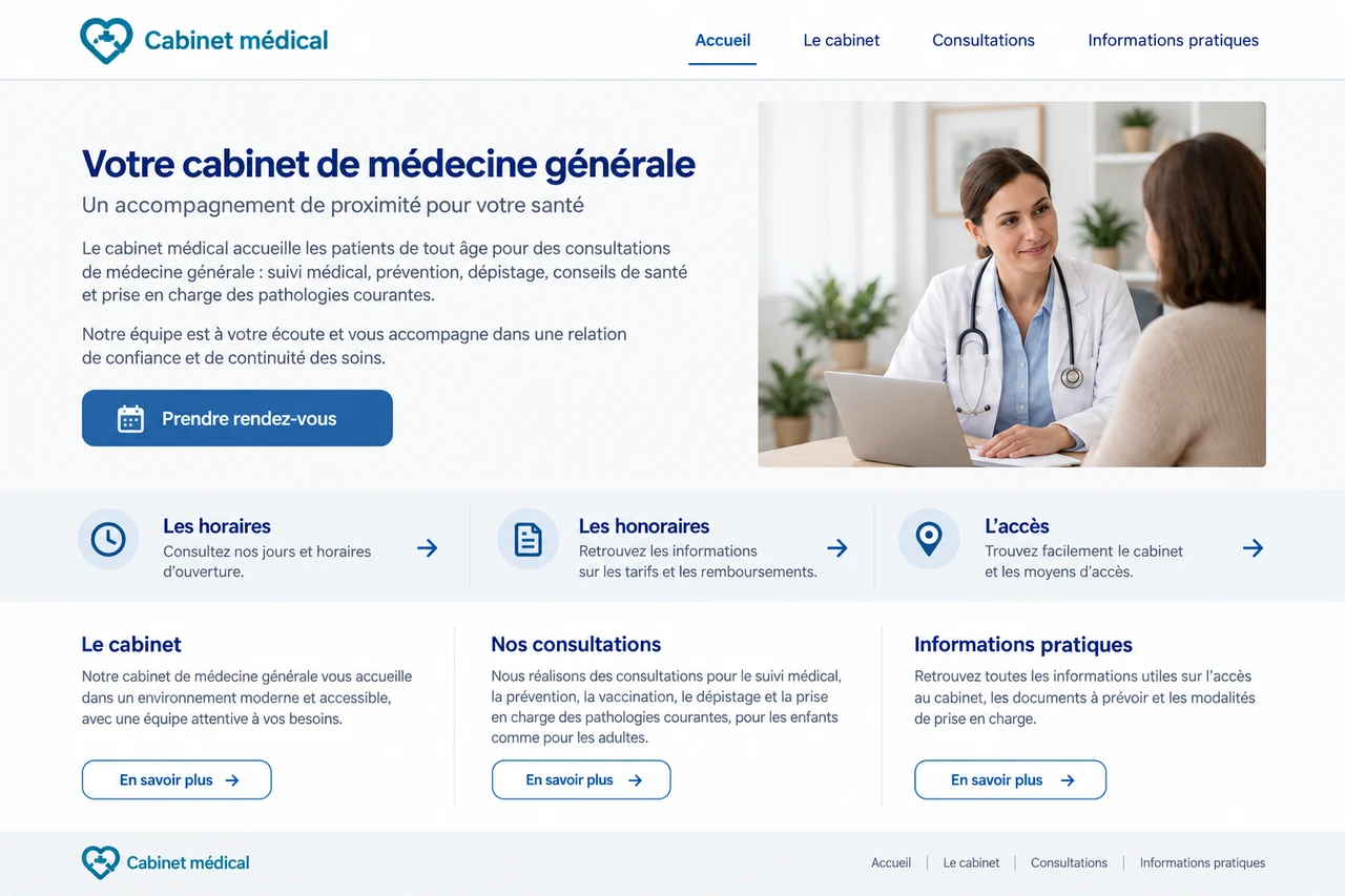 Proposition de site de médecine générale sur ordinateur