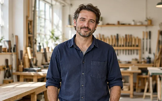 Artisan accueillant dans son atelier de serrurerie