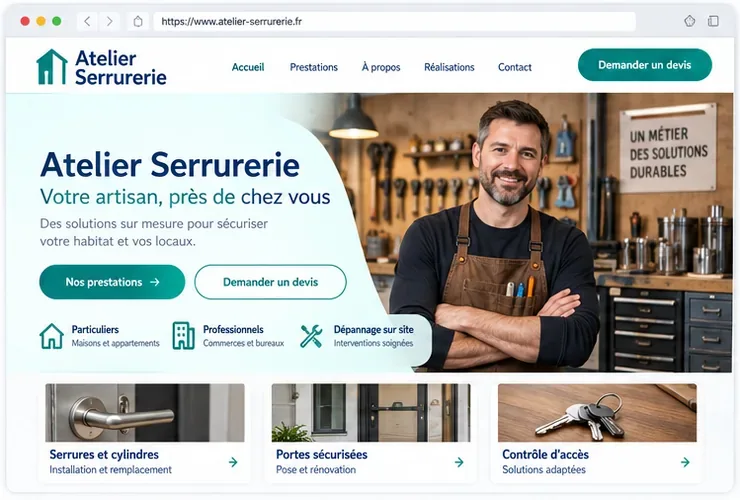 Proposition graphique de site pour un serrurier indépendant