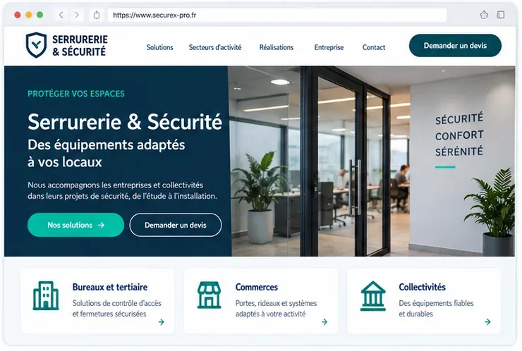 Proposition graphique de site pour une entreprise de serrurerie et sécurité