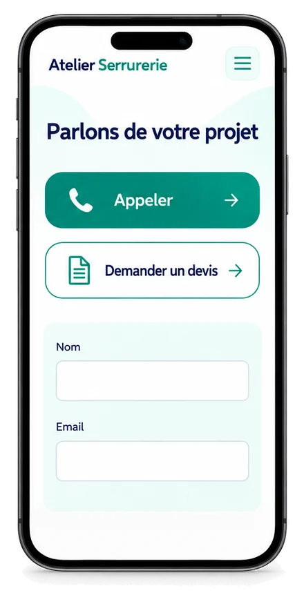 Téléphone entier proposant un appel ou une demande de devis