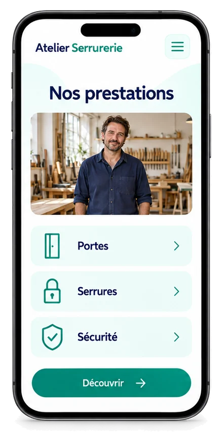Téléphone entier présentant les prestations d’un site de serrurerie