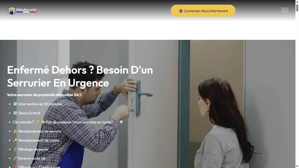 Capture actuelle de la page d’accueil cmonserrurier.fr
