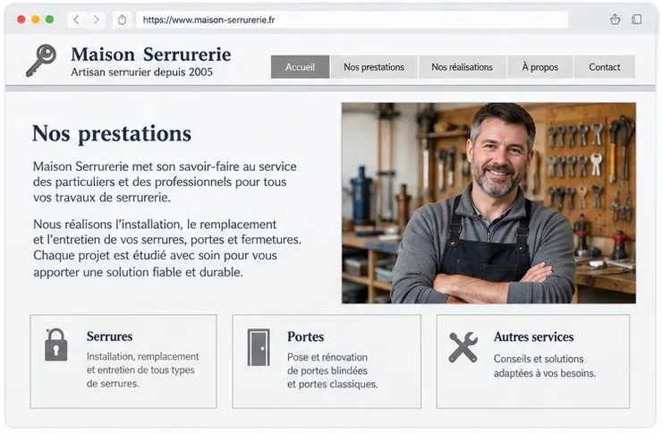 Proposition graphique d’un ancien site Maison Serrurerie