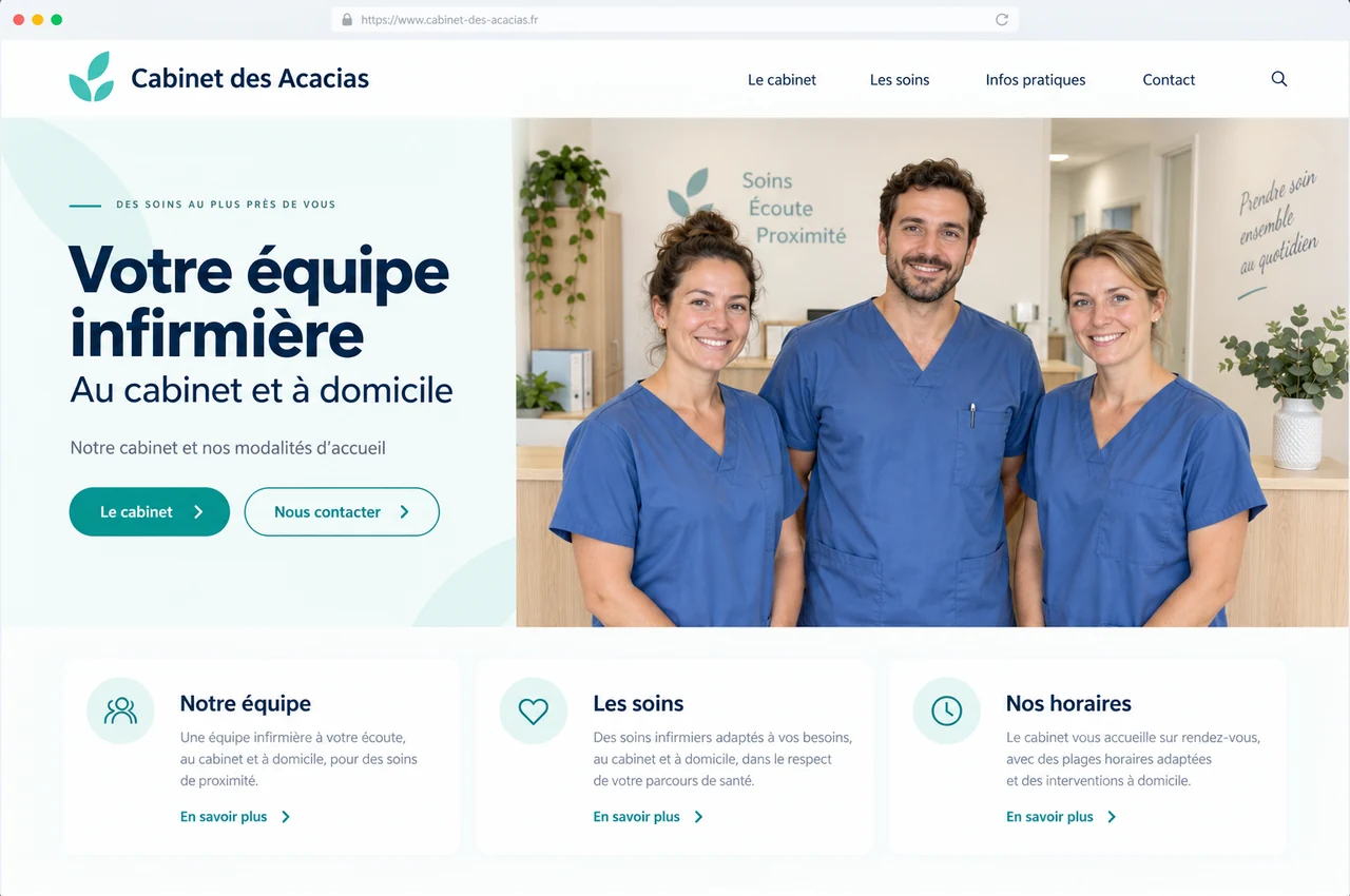 Proposition graphique d’un site de cabinet infirmier de groupe
