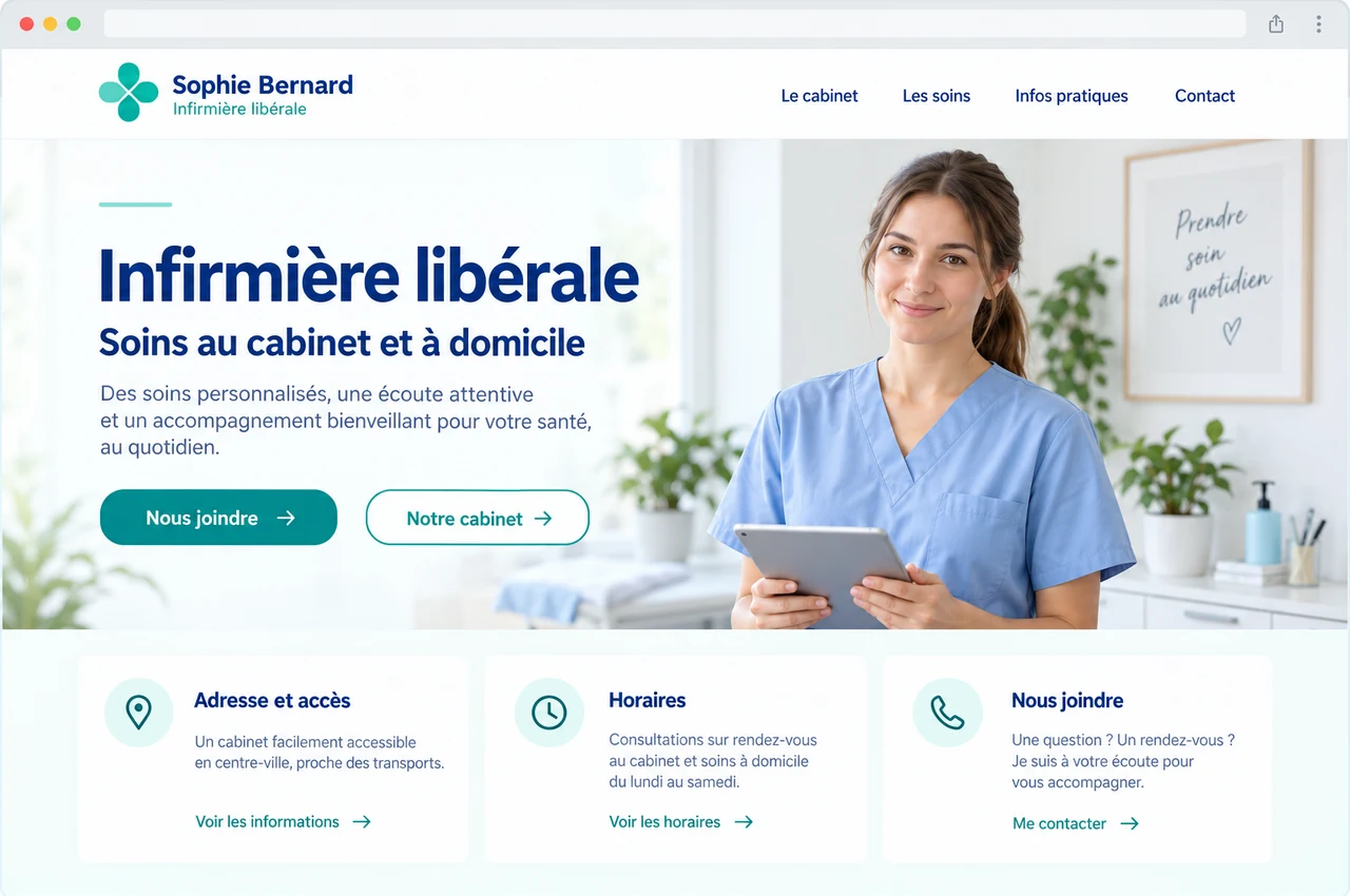 Proposition graphique d’un site d’infirmière ou infirmier libéral