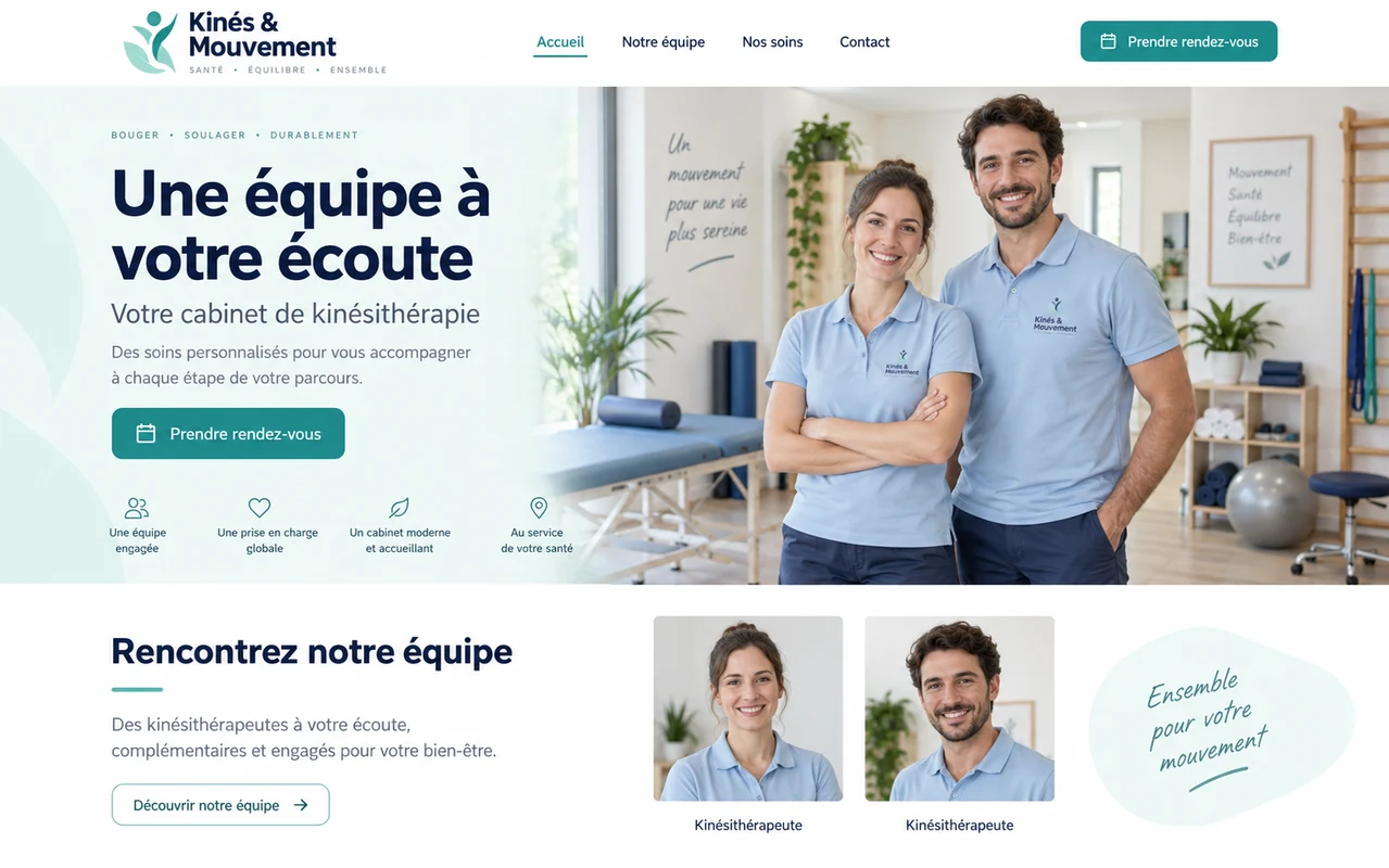 Proposition de site Kinés et Mouvement, cabinet de groupe