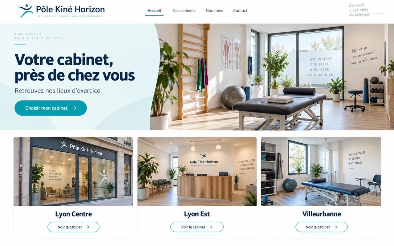 Proposition de site Pôle Kiné Horizon, plusieurs lieux d’exercice