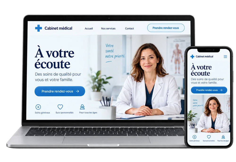 Proposition de site de cabinet de santé sur ordinateur.
