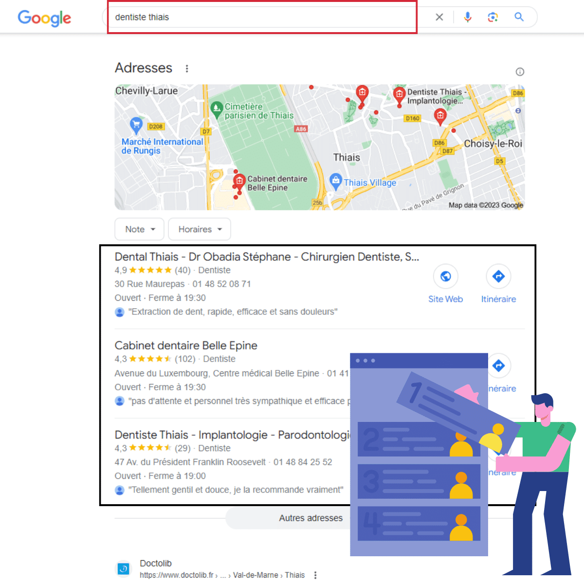 Recherche Google Maps sur mobile