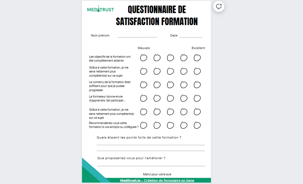 questionnaire template satisfaction suite formation