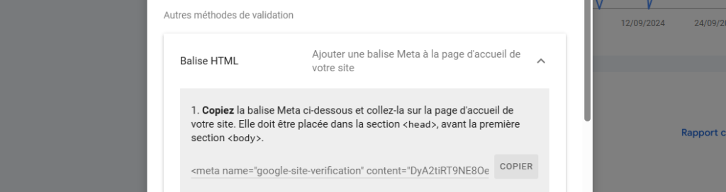 balise html google search console