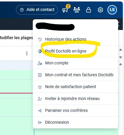 doctolib ajouter site internet profil etape 1