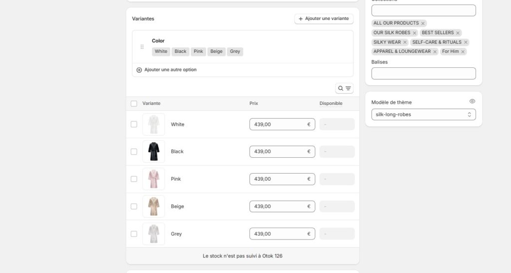 variante produit shopify