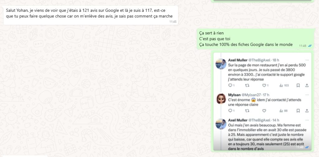 avis google disparation discussion whatsapp