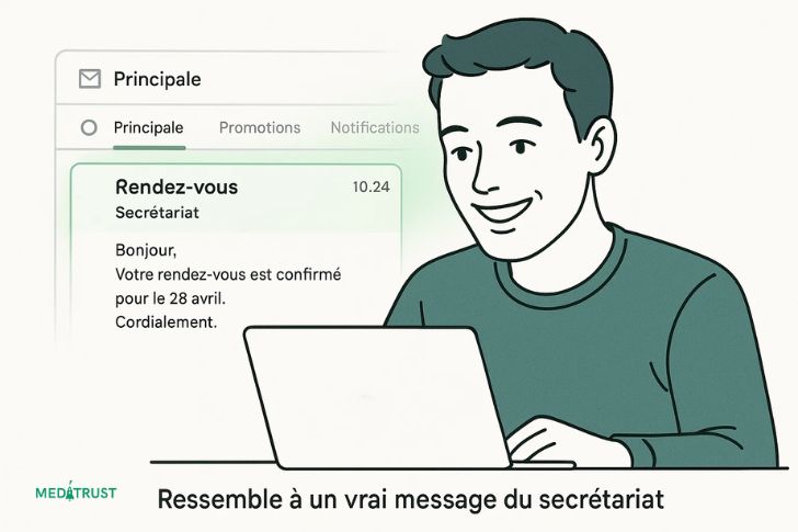 Capture d’un mail texte simple reçu dans Gmail