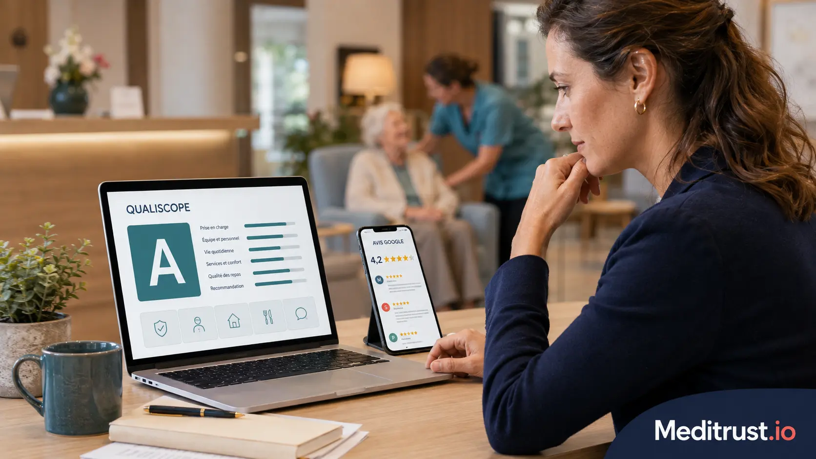 Meditrust 33 Une famille compare le rapport Qualiscope et les avis Google d’un EHPAD